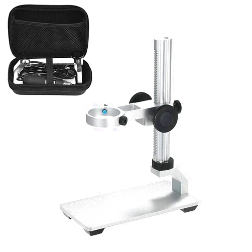 Jiusion Aluminium Alloy Universal Adjustable Professional Base Stand Holder Desktop Support Bracket with Portable Carrying Case for USB Digital Microscope Endoscope Magnifier Camera