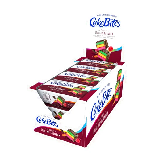 COOKIES UNITED ALWAYS FRESH The Original Cakebites by Cookies United, Grab-and-Go Bite-Sized Snack, Italian Rainbow, 12 Pack of 3 Cookies