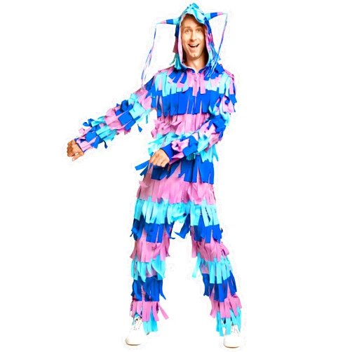 Tipsy Elves Halloween Costumes for Men - Bright Multicolored Pinata Jumpsuit Funny Halloween Costume Adult Onesie