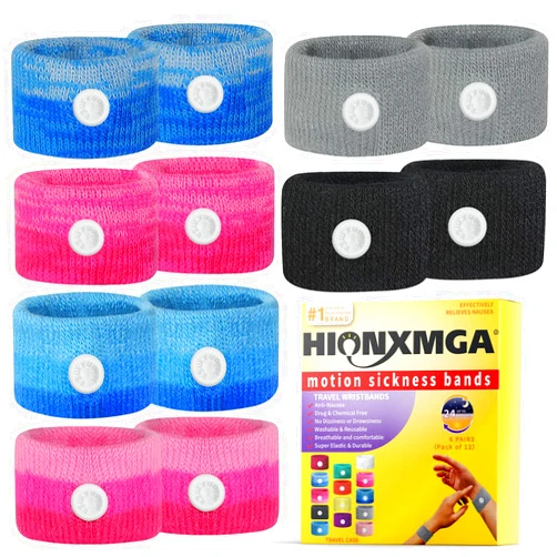 HIONXMGA Motion Sickness Bands/Acupressure Nausea Wristband for Nausea,Sea Sickness Wristbands for Natural Relief of Morning Sickness,Dizziness, Motion Sickness(Car, Sea, Flying Travel Sickness)