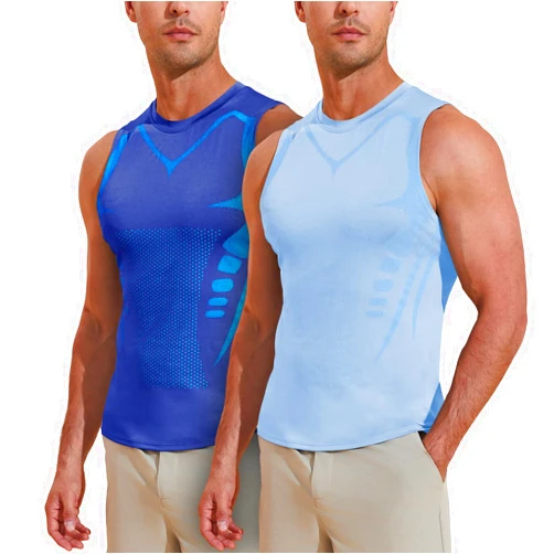 Beotyshow Ionic Shaping Sleeveless Shirt Gynecomastia Compression Shirts Slimming Body Shaper Vest Shapewear Tank Top for Men