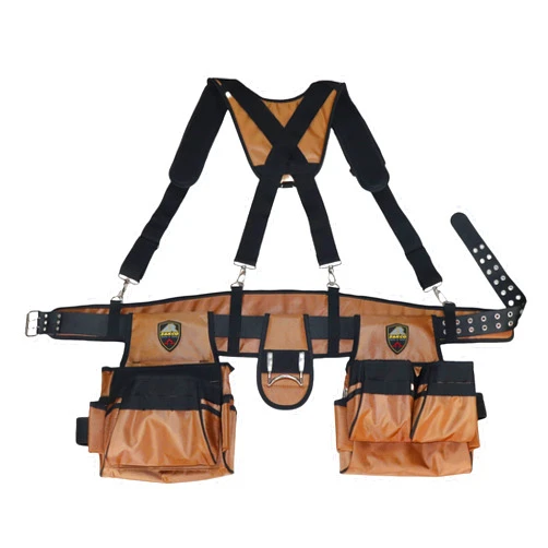 Zakco PRO-17 Combo Tool Belt W/Suspender, 1680D Polyester, Carpenters, Framers, Electricians Tool Rig, Fasteners & Tools Bag