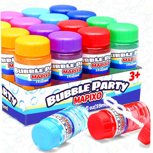 MAPIXO 16 Pack Bubble for Kids Party Favors, Bubble Bottle with Wand Attached to The Cap, 8 Colors Bubbles Bulk Set with Gift Box, Blow Bubbles Solution Toy for Birthday, Summer, Goody Bag Stuffers Supplies