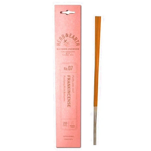 HERB & EARTH H&E Bamboo Incense - Frankincense - 20 Sticks by Nippon KODO, Japanese Quality Incense Since 1575