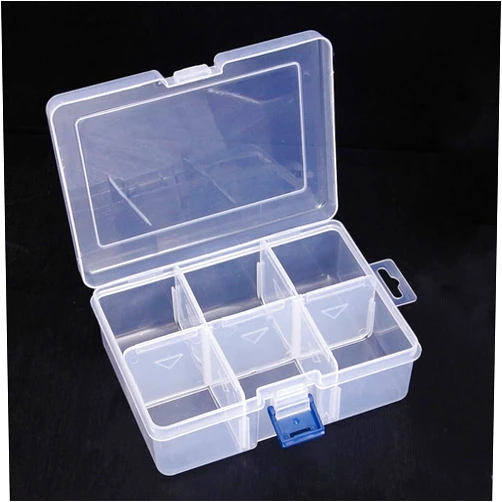 TOHOCH Washi Tape Storage Box, 6-Compartment Grid Slot Plastic Storage Box Jewelry Bead Tool for Washi Tape, Art Supplies and Sticker Container Organizer Case