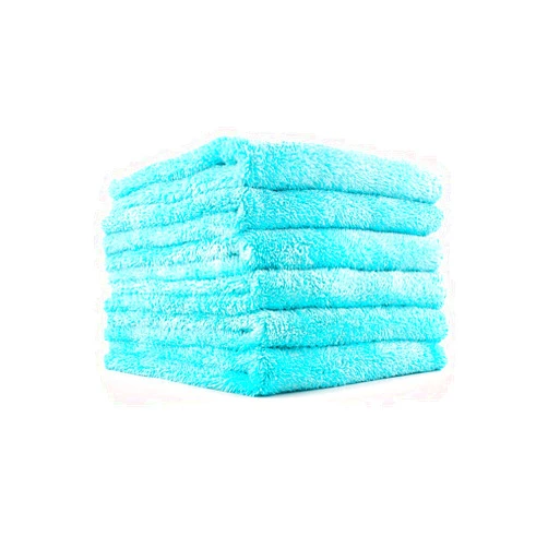 The Rag Company - Eagle Edgeless 450 (6-Pack) Professional Korean 70/30 Blend Super Plush Microfiber Detailing Buffing Polishing Drying Towels for Cars 16x16 in, Teal Blue