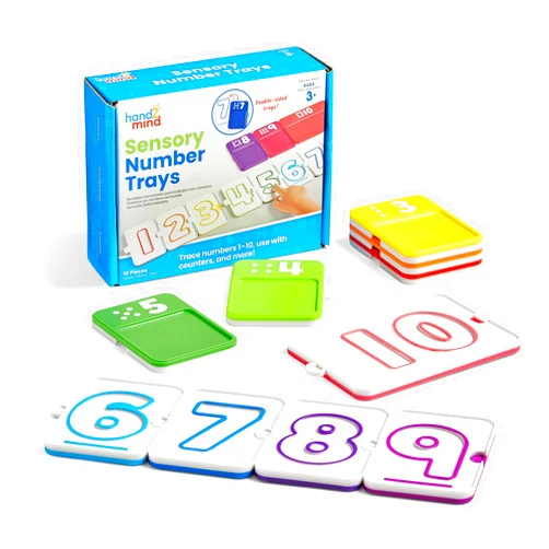 hand2mind Sensory Number Trays, Learning Numbers for Kids, Fine Motor Activities, Counting Toys for Sensory Seeking Kids, Texture Toys, Pre-Writing Skills for Toddlers, Montessori Math Materials