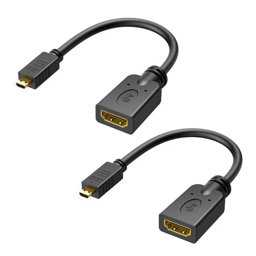 Cable Matters 2-Pack Micro HDMI to HDMI Adapter (HDMI to Micro HDMI Adapter) 6 Inches with 4K and HDR Support for Raspberry Pi 4 and Raspberry Pi 5