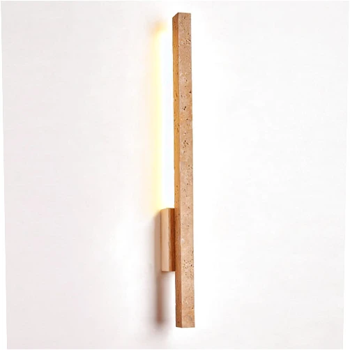 Generic Minimalist Long Strip Wall Lamp Natural Yellow Travertine Wall Light LED Hardwired Wall Sconces Lighting Corridor Decor Wall Mounted Lamp Wabi-Sabi Art Light Fixture for Living Room Loft(Log,550mm)