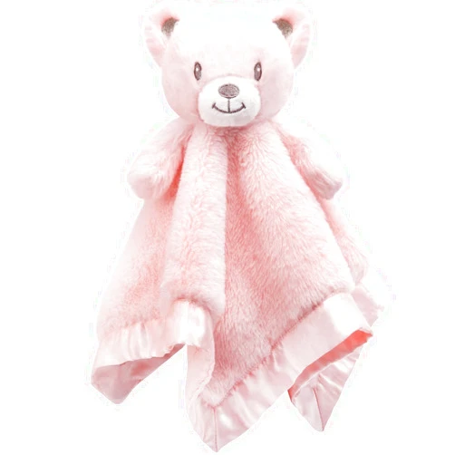 BEILIMU Bear Baby Security Blanket Soft Baby Lovey Fluffy Blanket for Girls Lovie Snuggle Toy Baby Cuddly Bear Stuffed Gift for Newborn Infants Pink 13.5 Inch
