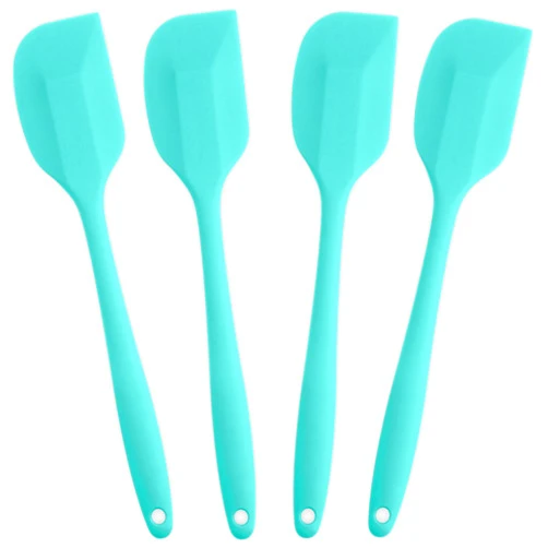 ALLWIN-HOUSEWARE W Silicone Spatula 4-piece Set, Heat-Resistant Non-stick Rubber Spatulas with Stainless Steel Core, Light Blue