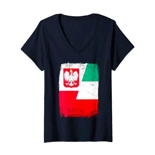 Poltalian Polish Italian Flag Gifts Womens Polish Italian Flag Poland Italy Half Polish Half Italian V-Neck T-Shirt