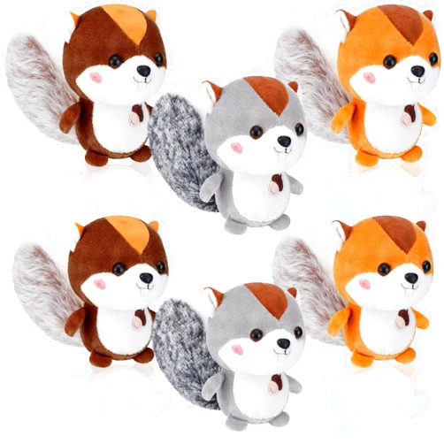 Sosation 6 Pcs Squirrel Stuffed Animal Plush 4.7 Inch Small Cute Squirrel Plush Stuffed Animal Keychain for DIY Birthday Party Baby Shower Keys Backpack