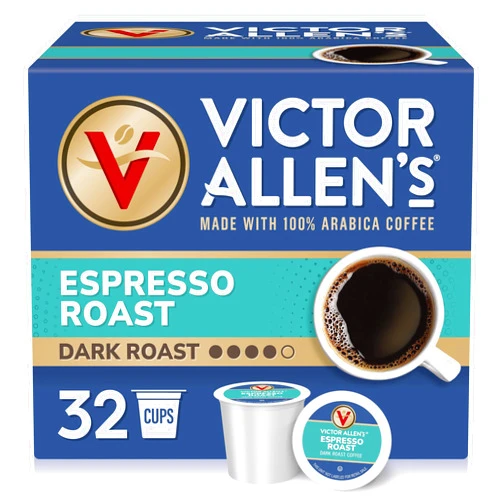 Victor Allen's Coffee, Espresso Roast Coffee, 32 Count, Single Serve Coffee Pods for Keurig K-Cup Brewers
