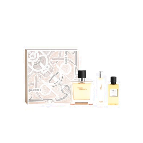 Hermes Terre D'hermes 3-Pieces Set for Men, (2.5 Ounce Pure Perfume + 0.5 Ounce Pure Perfume + 1.35 Ounce Hair and Body Shower Gel)