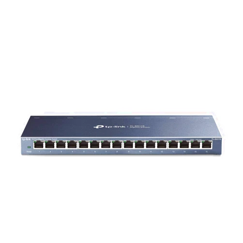 TP-Link 16 Port Gigabit Ethernet Network Switch, Desktop/ Wall-Mount, Fanless, Sturdy Metal w/ Shielded Ports, Traffic Optimization, Unmanaged (TL-SG116) Black