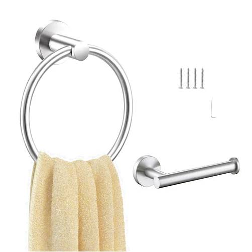 Chihod Toilet Paper Holder & Towel Ring Brushed Nickel Hand Towel Holder 2-Pieces Bathroom Accessories Towel Rack Wall Mounted Bathroom Hardware Set Stainless Steel