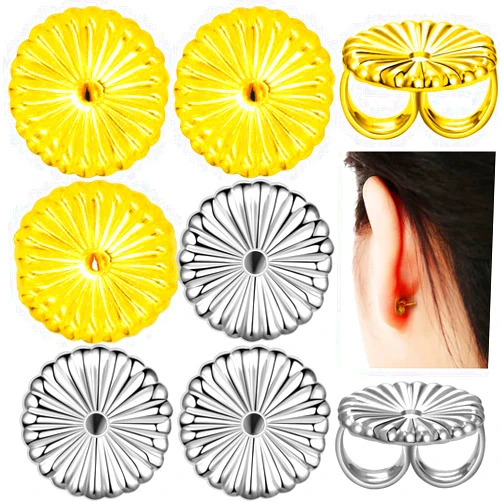 AUBOCK 8Pcs 925 Silver Earring Backs,Locking Earring Backs for Studs,Heavy Earring Support Backs,Earring Lifters Backs,Earring Backs Replacements (7.5mm)