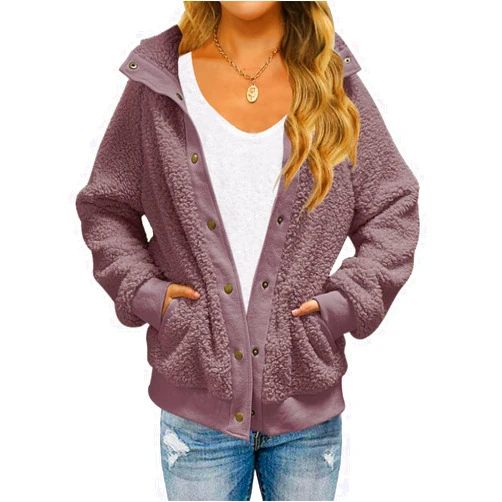 MEROKEETY Women's 2024 Winter Long Sleeve Button Sherpa Jacket Coat Pockets Warm Fleece