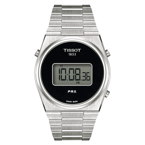 TISSOT Mens Digital Watch, Black Dial, Black Stainless Steel Bracelet, 40mm Case, 100m Water Resistant, Swiss Quartz Movement, Push Button Foldover Clasp, T1374631105000