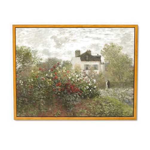 InSimSea Framed Canvas Wall Art Vintage Decor, Classical Home Room Decor The Artist's Garden in Argenteuil by Claude Monet, Kitchen Office Farmhouse Bathroom Decor Wall Art, 12