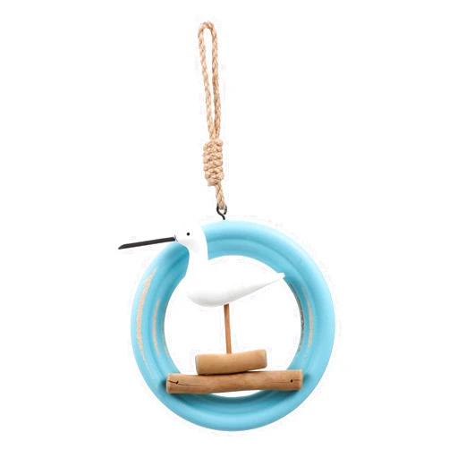 Homoyoyo House Blue Decor Hand Seagull Backdrop Room for Pendant Indoor Wall Wooden Use Statues Coffee Carved - Seagulls Bathroom Seabird D Ring Living Theme Household Style Wood