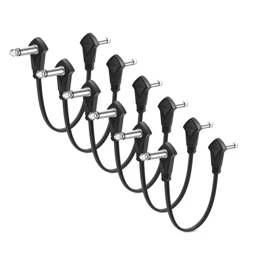 Augioth 6 Pack 6 Inch Guitar Patch Cables, 15 cm Black Guitar Pedal Cable Effect Cable Cord, 1/4