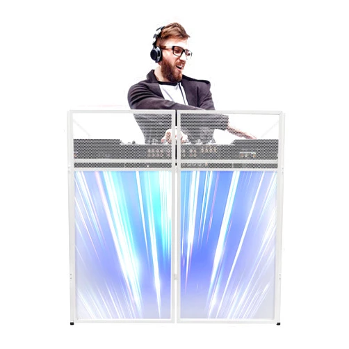 LiFuJunDong DJ Facade Table Station,Foldable DJ Display Stand DJ Event Booth Facade, Portable DJ Facade Booth Table DJ Controller Stand 48 * 48 * 24