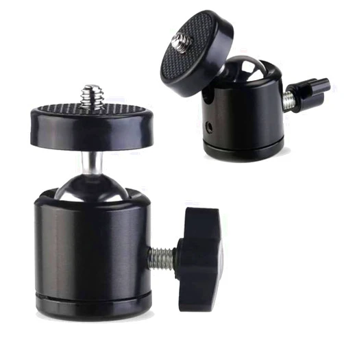 Walway Aluminum Alloy 360 Degree Hot Shoe Mount Adapter 1/4'' Mini Ball Head Screw Tripod Mount for Cameras, Camcorders, Smart Phone, Gopro, LED Video Light, Microphone (W-ZJ0043)