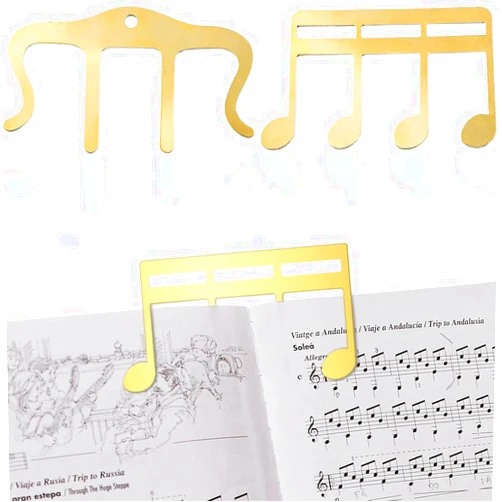 HIJKLUY 2 Pcs Metal Music Book Clip and Page Holder, Gold Book Page Holder, Book Clip for Reading,Piano Sheet Music Holders, Sheet Music Holders for Piano, Keyboard, Stands, and Books