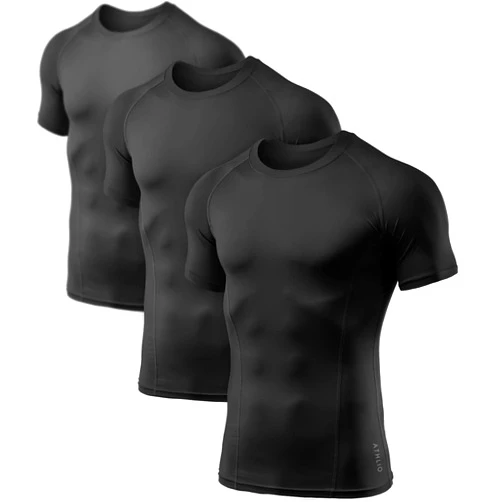 ATHLIO Men's Cool Dry Short Sleeve Compression Shirts, Sports Baselayer T-Shirts Tops, Athletic Workout Shirt