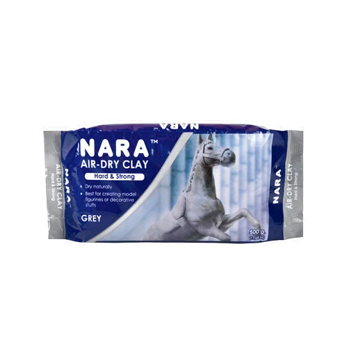 NARA Air-Dry Clay (Hard & Strong), 500g. (1.1 lbs.) Block, for Sculpting and Coating - Easy to Use (Grey)