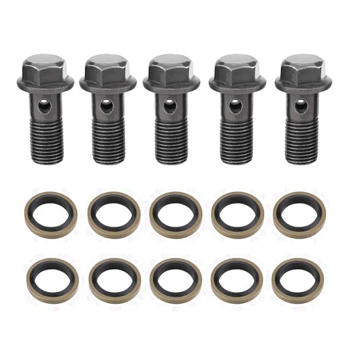 Keenso 5 Pcs Brake Banjo Bolt, Motorcycle Banjo Bolts for Brake Caliper Master Cylinder & 10 Pcs Banjo Washers(M10×1mm)