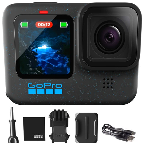 GoPro Hero12 Black E-Commerce Package - Waterproof Action Camera with 5.3K60 Ultra HD Video, 27MP Photos, HDR, 1/1.9