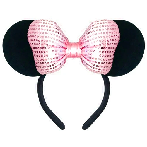 Products4ushop Mice Mouse Ears Headbands, Solid Black with Bows Headbands: M4
