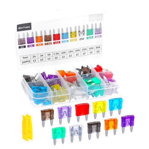 Llezza 120 Pieces Mini Fuse Kit, Car Fuses Assortment Kit-Fuse Kit-Mini Fuses(2A/3A/5A/7.5A/10A/15A/20A/25A/30A/35A), Fuses Automotive kit for RV, Automotive, Trucks, Motorcycle, Camper, SUV