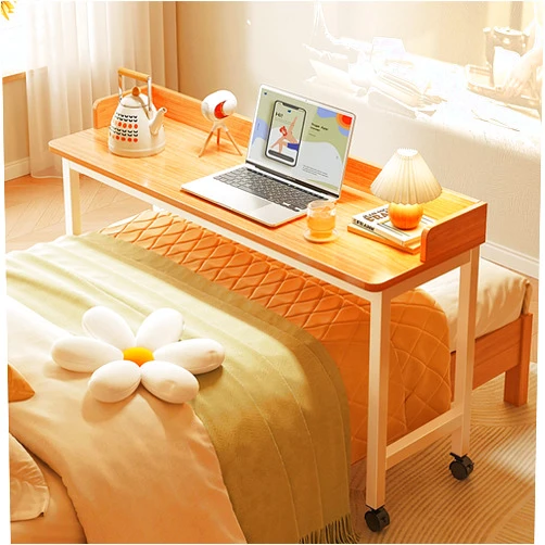 WUHUQN Overbed Table with 360° Wheels, Over The Bed Table, Queen/Full Size Over Bed Desk, Laptop Cart, Rolling Medical Desk W/Heavy Duty Metal Leg, for Bedroom, Hospital