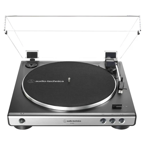 Audio-Technica AT-LP60X-GM Fully Automatic Belt-Drive Stereo Turntable, Gunmetal/Black, Hi-Fi, 2 Speed, Dust Cover, Anti-Resonance, Die-Cast Aluminum Platter
