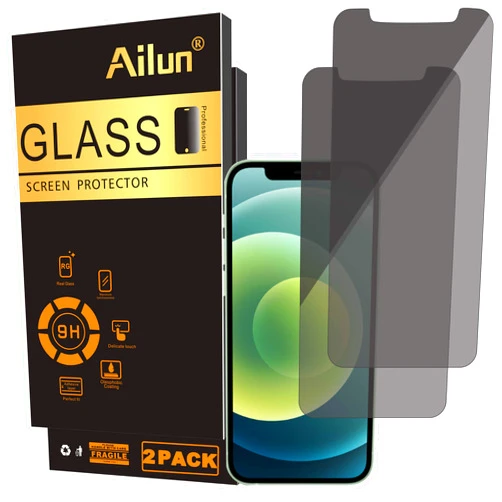 Ailun Privacy Screen Protector for iPhone 12 / iPhone 12 Pro 2020 6.1 Inch 2 Pack Anti Spy Private Case Friendly, Tempered Glass [2 Pack]