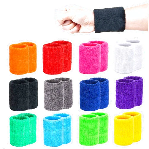 Inheming 24 Pieces Sports Wristbands Wrist Sweatbands, Colorful Sweat Bands for Teams, Soft Cotton Stretchy Wrist Bands for Gym, Working Out, Tennis, Gymnastics, Basketball, Running