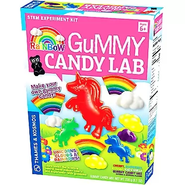 Thames & Kosmos Rainbow Gummy Candy Lab - Unicorns, Clouds & Rainbows! Sweet Science STEM Experiment Kit, Make Your Own Gummy Candies in Cool Shapes & Colors Standard