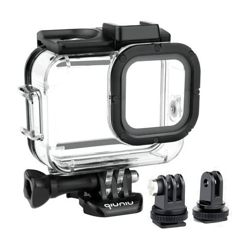 QiuNiu Standard Protective Waterproof Dive Housing Case for GoPro Hero 9,10, 11, 12 and 13 Black Action Camera - Up to 45 Meters - Protective Lens Removal NOT Needed - Transparent Clear,