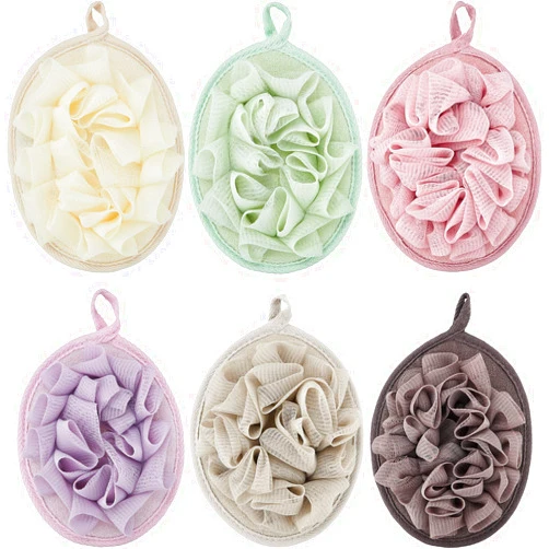 Boao 6 Pcs Bath Shower Pouf Sponge Mesh Pouf Shower Ball Exfoliating Body Sponge Pad Shower Scrubber Ball Shower Glove with Flower Bath Ball (Multi-Color)