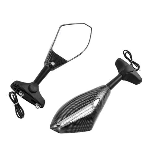XMT-MOTO Motorcycle Parts Rear View Side Mirrors LED Turn Signal Univeral fit for all Street Bikes including Honda, Kawasaki, Suzuki, Yamaha,Ducati, Triumph,Carbon fiber Housing
