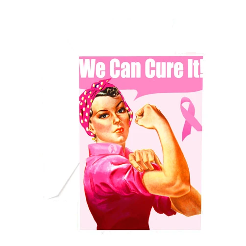 CafePress Rosie The Riveter Breast Canc Folded Greeting Card Glossy