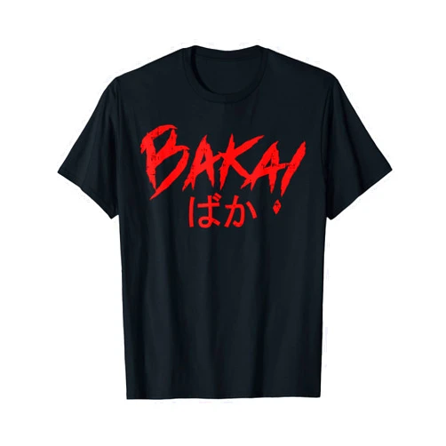 BoredKoalas Anime Shirts Otaku Weaboo Gift BoredKoalas Baka Japanese Word Anime Japan Letters T-Shirt for Anime Fans, Unisex-Adults, Black, Small