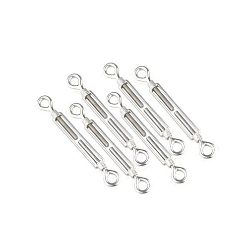 Qjaiune 6Pcs M4 Turnbuckle Eye & Eye Turnbuckles, 304 Stainless Steel Turnbuckle Adjustable Wire Rope Tensioner, Heavy Duty Turnbuckle for Cable Wire Rope Tension, Sun Shade, Tent Installation