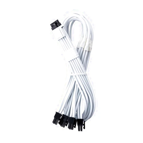 CableMod C-Series Pro ModMesh Sleeved 12V-2x6 12VHPWR StealthSense PCIe Cable for Corsair Type 4 / Type 3 (White, 16-pin to Quad 8-pin, 60cm)