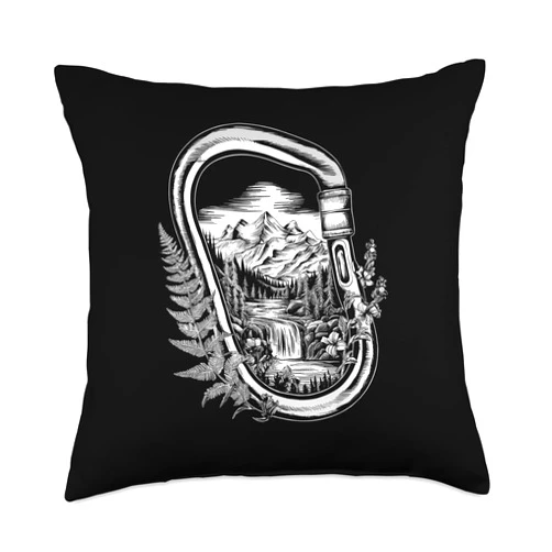 Enjoy the Adventure Vintage Outdoor Hiking Boots Mountaineering Hiking Carabiner for a Hiker Throw Pillow