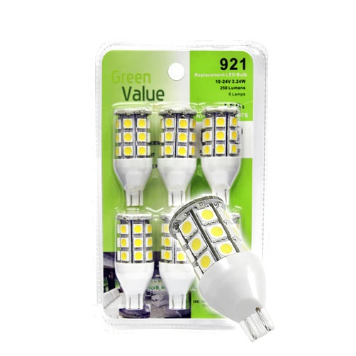 Green Value LED 25011V Warm White 6-Pack LED Replacement RV/Auto/Marine Light Bulb Base Tower (921 Base, 250 Lumens)
